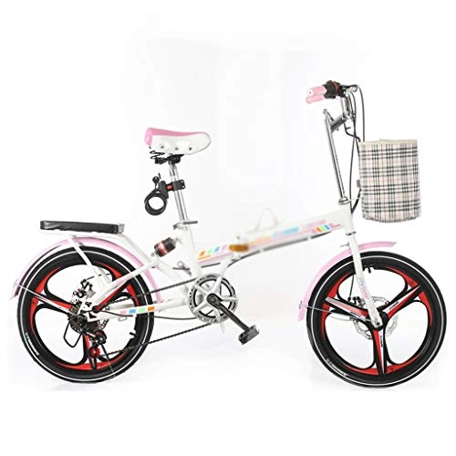 Falträder : Faltbare Fahrrad Tragbare 20-Zoll-Fahrrder Student Bikes Variable Speed Bikes 6-Gang Rennrad (Color : Pink, Size : 20 inches)