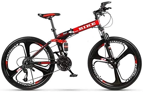 Falträder : Faltbares Mountainbike 24 / 26 Zoll, Fahrrad Herren Mountainbike Faltbares Mountainbike mit Kesselrahmen Verstellbarer Sitz mit 3 Schneidrädern für Frauen Männer Mädchen Jungen, 27-Stufen-Schi