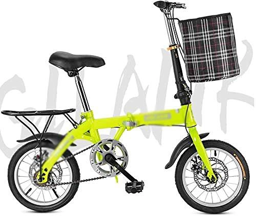 Falträder : Faltrad Student Fahrrad Single Speed Scheibenbremse Erwachsene Kompakt Faltbares Fahrrad Ausstattung Klapprad Grün _16 Zoll