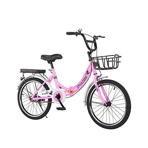 Falträder : Folding Fahrrad, 24" Rad-Straßen-Fahrrad Für Männer Frauen, Mit Stoßdämpfung Fast Speed ​​Change System, Für Normale Straße Radfahren, Rosa