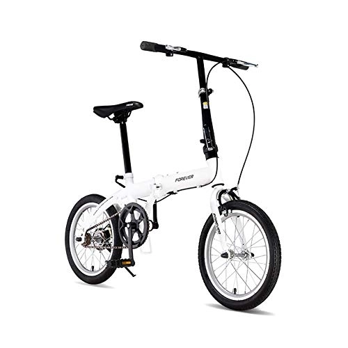 Falträder : GDZFY Erwachsene Single Speed Fahrrad, 16in Mini Citybike, Leicht Klapprad Kohlefaser Rahmen Weiß 16in
