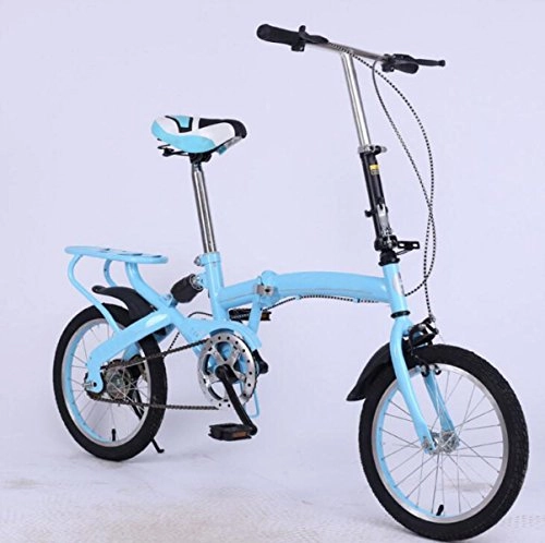 Falträder : GHGJU Aluminiumlegierung Fahrrad Kinder 16-Zoll Geschwindigkeit Faltrad Fahrrad Männlichen Und Weiblichen Studenten Ultraleichte Fahrrad Geschenk Auto, Blue-16in