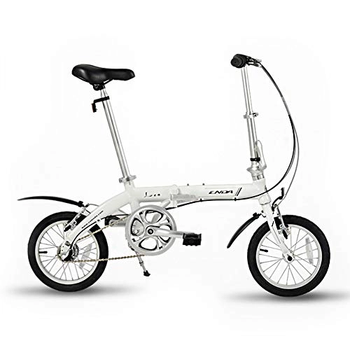 Falträder : GHH Faltrad-Portable-Fahrrad 14" Rad Stadt Ultra Light Alloy V-Bremse mit Korb, Weiß