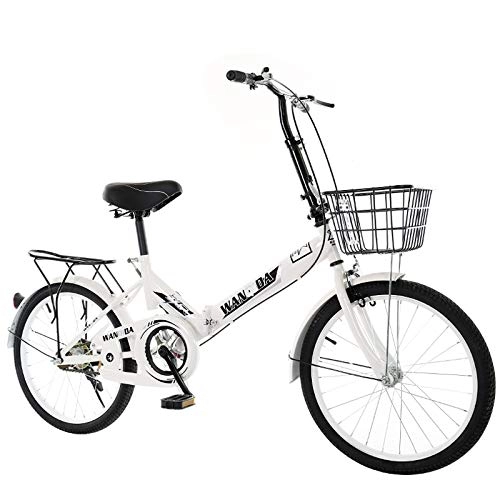 Falträder : GJNWRQCY Freizeit Faltrad 20 Zoll Klapprad Rutschfest Verschleißfest Sicher Bremsen Geeignet für Erwachsene Herren Damen Weiß