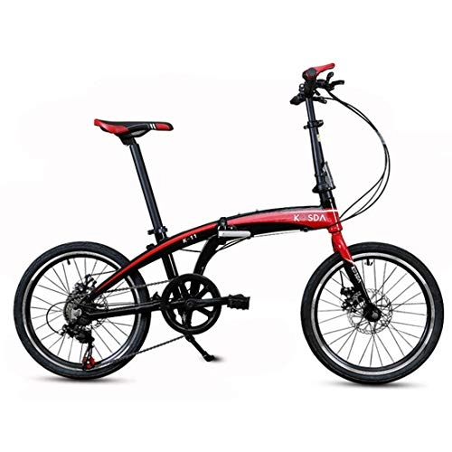 Falträder : GRXXX Klapprad Portable Ultra Light Aluminium Alloy 20 Zoll Kinder Frauen, Red-20 inches