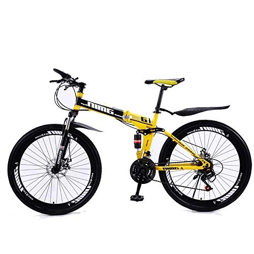 Falträder : GWSPORT 26 Zoll Faltrad Leichte Stodmpfung Mountainbike Gelndegngig rutschfeste Reifen Fahrrad, Gelb, 24speed