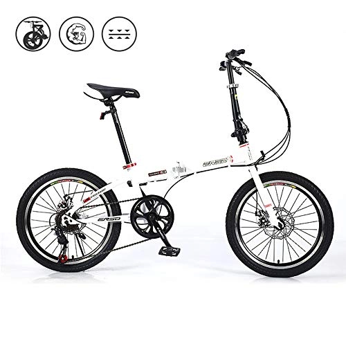 Falträder : GWSPORT Faltrad, Kinderfahrrad Fr Erwachsene Mit Variabler Geschwindigkeit, Leichtes Stodmpfer-Mountainbike, Rutschfestes Offroad-Reifen-Fahrrad Unisex, Wei, 20 inch