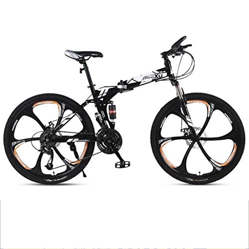 Falträder : GXQZCL-1 Mountainbike, Fahrrder, Mountainbike, Folding Mountain Fahrrder, Doppelaufhebung und Dual Disc Brake, 26inch Mag Wheels MTB Bike (Color : White, Size : 24-Speed)