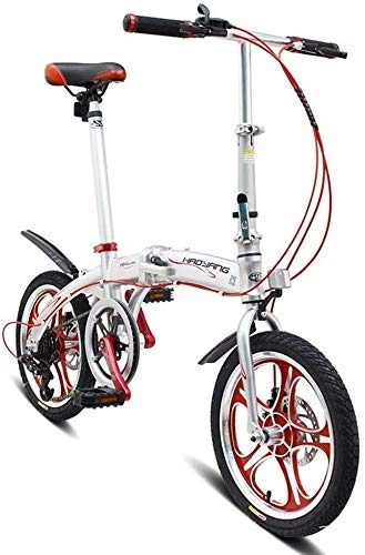 Falträder : Gyj&mmm 16-Zoll-Urban-Faltrad, 6-Gang-Faltrad aus Aluminiumlegierung, ultraleichtes tragbares Einrad-Faltrad für Männer und Frauen, Weiß