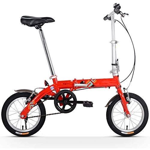 Falträder : HFJKD Erwachsene Bikes Folding, Unisex Kid Single Speed ​​Faltbare Fahrrad, tragbare Mini-16-Zoll-verstärkter Rahmen Commuter Bike, Leicht, Rot