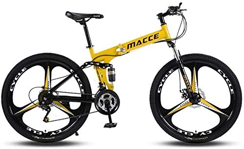 Falträder : Hochwertig Mountain Trail Bike Tragbarer Erwachsener Klapprad 24 Speed ​​mit Dual-Scheibenbremsen und 24 Zoll Weels Rennrad High Carbon Stahl Bikes, Weiss (Color : Yellow)