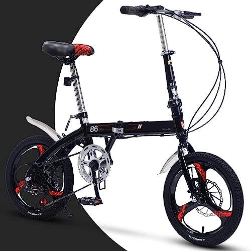 Falträder : JAMCHE Faltrad Faltrad mit 6 Gängen, leichte Faltbare Fahrräder, Pendlerfahrrad für Erwachsene und Scheibenbremse, Rahmen aus Kohlenstoffstahl, für Männer und Frauen