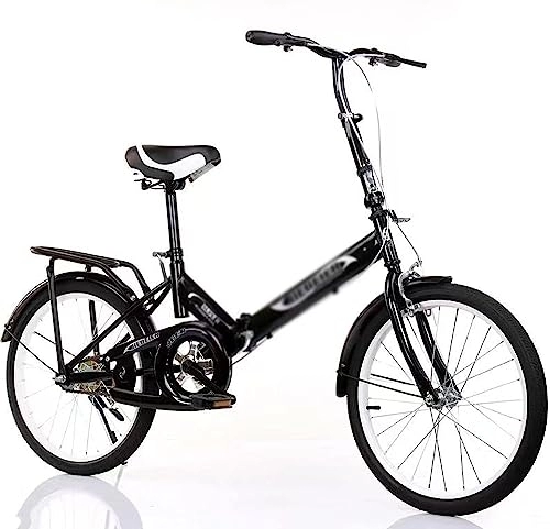 Falträder : JAMCHE Faltrad für Erwachsene, faltbares Stadtfahrrad aus Kohlenstoffstahl, leichtes faltbares Fahrrad, mit Gepäckträger hinten, für Jugendliche und Erwachsene