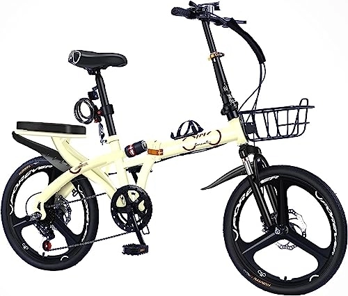 Falträder : JAMCHE Falträder Mountainbikes 7-Gang-Klapprad, höhenverstellbar, kohlenstoffreicher Stahl mit Scheibenbremse, faltbares Fahrrad, für Erwachsene, Jugendliche und Teenager