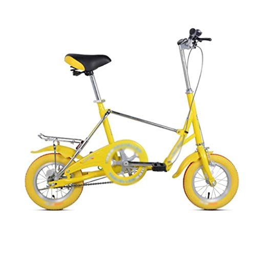 Falträder : JHEY 12-Zoll-Leichtgewicht Freizeit Fahrräder Tragbare Komfortable Single Speed ​​Rad faltendes Fahrrad (Color : Yellow)