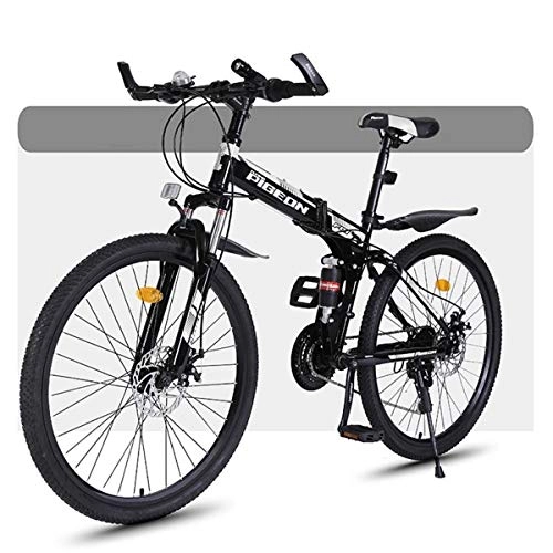 Falträder : JLRTY Mountainbike Mountainbike, Faltbare Hardtail Bergfahrräder, Stahl-Rahmen, Doppelfederung Und Scheibenbremse, 26-Zoll-Räder (Color : Black, Size : 27-Speed)