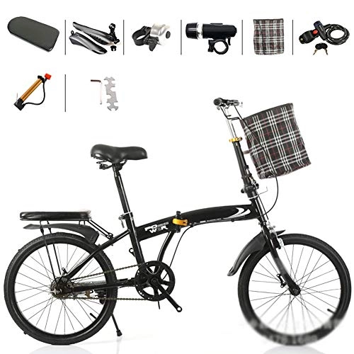 Falträder : JTYX Faltbares Fahrrad für Erwachsene Kinder Mini tragbare Fahrräder für Männer Frauen Leichtes faltbares Fahrrad mit Korb und Rahmen für Schüler Faltbare Fahrräder für Damen, 20 Zoll