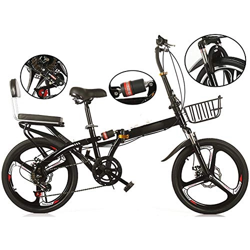 Falträder : JTYX Faltbares Fahrrad mit Variabler Geschwindigkeit Ultraleichtes Mini-tragbares Arbeits-Faltrad für Erwachsene für Studenten, Kinder, Männer, Fahrrad mit Korb und Rahmen, 16 Zoll / 20 Zoll