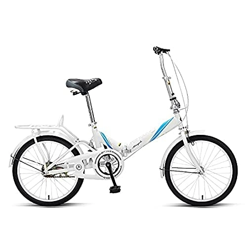 Falträder : JWCN Faltbares Fahrrad, 20 Zoll, komfortabel, mobil, tragbar, kompakt, leicht, tolles gefedertes Faltrad für Männer, Frauen, Studenten und städtische Pendler, Weiß, Uptodate