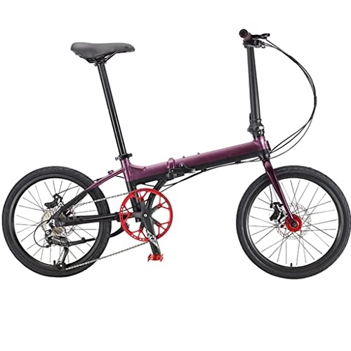 Falträder : KDHX 20-Zoll-Mountainbike Faltbares Fahrrad Aluminiumlegierung Harter Rahmen Doppelscheibenbremsen Federgabel Mehrere Farben für Erwachsene und Studenten (Color : Purple)