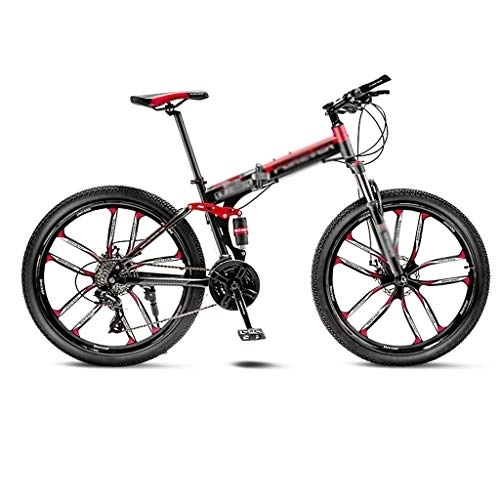 Falträder : Kerryshop Klappräder Fahrrad Mountainbike 10 Spoke Wheels Folding 24 / 26 Zoll-Doppelscheibenbremsen (21 / 24 / 27 / 30 Speed) Klapprad Faltrad Fahrrad (Color : 21 Speed, Größe : 26inch)