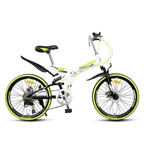 Falträder : Kerryshop Klappräder Yellow Folding Fahrrad Mountainbike Männer und Frauen Variable Speed ​​Ultra Light beweglicher Fahrrad-7-Gang Klapprad Faltrad Fahrrad