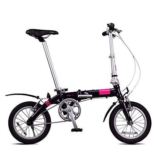 Falträder : Klapprad Ultra Light Aluminium Alloy Single Speed ​​Faltrad, Männer Und Frauen Tragbare Kleine Fahrrad 14 Zoll