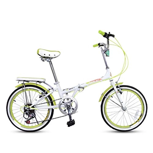 Falträder : Klappräder Erwachsene Männer Und Frauen Ultra Light Mountainbike Bewegliches Kleines Fahrrad 20-Zoll-Speed ​​7 Geschwindigkeit Qualitäts-hohe Carbon Steel (Color : Green, Size : 20inches)