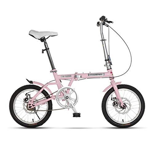 Falträder : Klappräder Fahrrad Stoßdämpfer mit Variabler Geschwindigkeit tragbares Fahrrad Fahrrad für Erwachsene 16-Gang-Doppelscheibenbremse (Color : Pink, Size : 120 * 60 * 90cm)