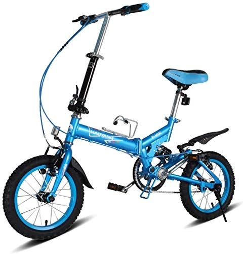 Falträder : LAZNG Kinder Faltrder, 14-Zoll-Mini Folding Mountain Bike, High-Carbon Stahl Leichte bewegliche Faltbare Fahrrad, Suspension Bike (Farbe : Blau)