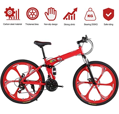 Falträder : LCAZR 20 Zoll Faltrad Klapprad Steel, Faltfahrrad für Herren und Damen, klappbares Fahrrad mit 21 Speed, Folding City Bike / Red