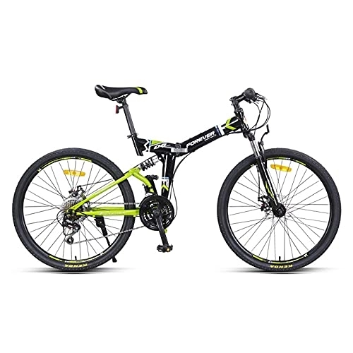 Falträder : LLF Fahrrad, 24-Zoll-faltbares Fahrrad, 24-Gang-Variabler Geschwindigkeit Doppel-stoßdämpfer Mountainbike, Gewöhnliches Fahrrad für Erwachsene Für Mann(Size:24inch, Color:Grün)