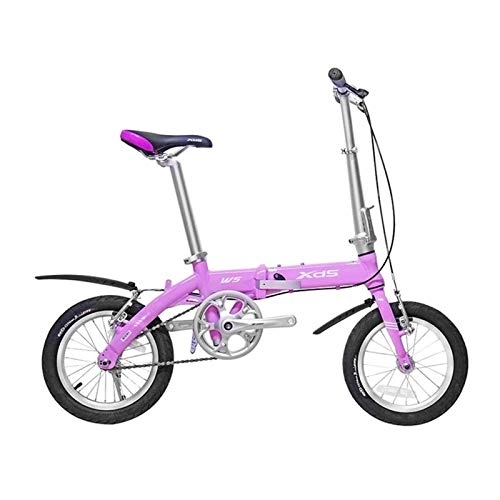 Falträder : LLF Faltbares Fahrrad, 14in Faltbare Fahrräder, Ultra-leichte Single-Speed-Erwachsene Tragbare Männer Und Frauen-Mountainbike, In 15 Sekunden Gefaltet (Color : Purple, Size : 14in)