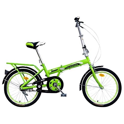 Falträder : LLF Faltbares Fahrrad, Ultraleichtes 20-Zoll-Faltrad, Single-Speed-Kleinrad-Typ Off-Road-Erwachsenen-tragbares Fahrrad for Erwachsene Männer Und Frauen (Color : Green, Size : 20in)