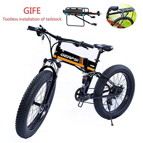 Falträder : LMJ-XC Elektrisches Mountainbike, 26-Zoll-Klapprad, Premium-Vollfederung und 21-Gang-48-V-Wasserdichter, Abnehmbarer Lithium-Akku