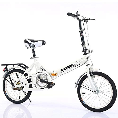 Falträder : LSBYZYT Klappfahrrad, 20-Zoll-Ultraleichtfahrrad, tragbares Erwachsenenfahrrad-Weiß_Ohne Fahrradkorb
