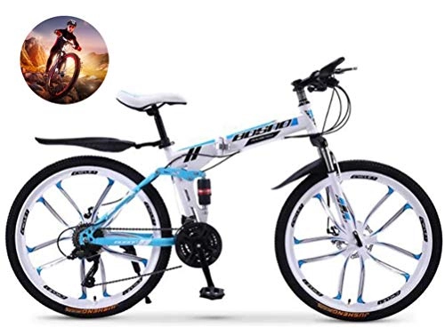 Falträder : LUHUIYUAN Folding Mountain Bike, Stahl-Rahmen Urban Bike 27-Gang-Doppelscheibenbremse Fully Anti-Rutsch-Off-Road Variable Speed ​​Rennrad Verkehrsmittel Fahrrad für Männer & Frauen, C
