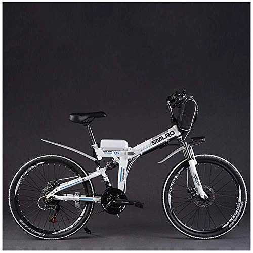 Falträder : MERRYHE Elektrische faltende Fahrrad-Erwachsene Moped-Stadt-Gebirgsfahrrad 48v Lithium-Batterie 26 Zoll-Energie-Fahrrad, White-Retro Wire Wheel