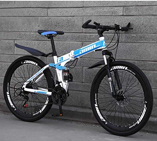 Falträder : Mnjin Mountainbike Falträder, 26"30-Gang Doppelscheibenbremse Vollfederung Anti-Rutsch, Leichter Aluminiumrahmen, Federgabel