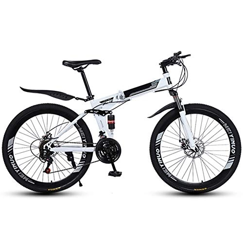 Falträder : Mnjin Outdoor-Sportarten Faltbares Mountainbike 21-Gang-Mountainbike 26-Zoll-Fahrrad mit Doppelfederung und Doppelscheibenbremse