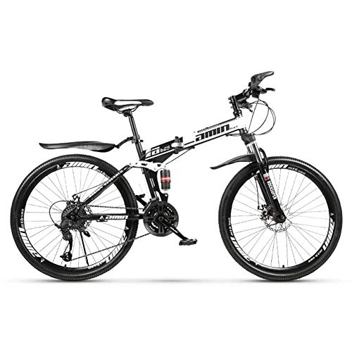 Falträder : Mnjin Outdoor-Sportarten Faltbares Mountainbike 30-Gang-Fahrrad Vollgefedertes Fahrrad Faltbarer Rahmen 26"Speichenräder