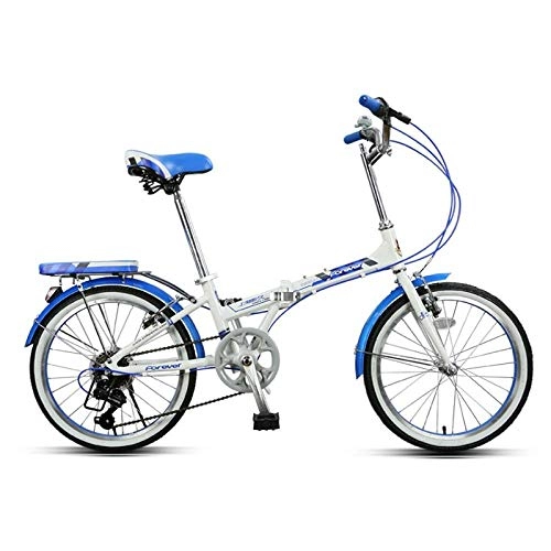 Falträder : Mnnliche und weibliche tragbare Studenten Pendler Auto Stadt Fahrrad 7 Geschwindigkeit 20 Zoll Faltrad Aluminiumrahmen 85 * 33 * 67cm-Blau
