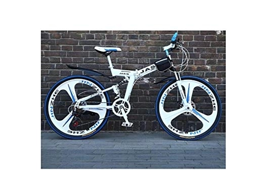 Falträder : Mountainbike 21 Speed ​​ u200b u200bUnisex Mountainbike mit doppelter Federung 24-Zoll-26-Zoll-Integralrad Doppelscheibenbremse Student Child Commuter City Faltrad, Weiß, 26 S.