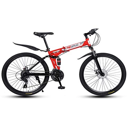 Falträder : MRQXDP MTB, Federgabel, Damen / Herren, für Jugendliche und Erwachsene, 26 Zoll (66 cm), Mountainbike, Leichtmetallräder mit 27 Gängen, Rot
