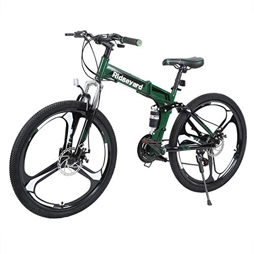 Falträder : MuGuang 26 Zoll Mountainbike 21 Geschwindigkeit MTB Fahrrad Scheibenbremsen Unisex für Erwachsene (Schwarz + Grün)