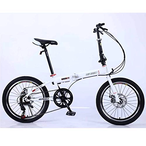 Falträder : MUYU Faltbarer 7-Gang-Fahrrad-Unisex-Doppelscheibenbremsenrahmen aus Kohlenstoffstahl mit Variabler Geschwindigkeit, Weiß, 24 inches