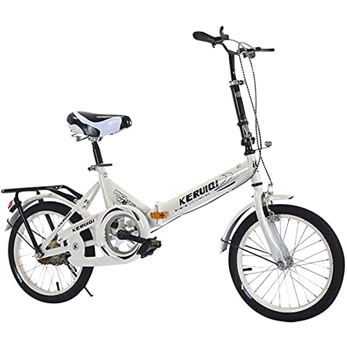 Falträder : MXCYSJX 20 Zoll Leichtes Mini-Klapprad Kleines Tragbares Fahrrad, Erwachsenes Weibliches Klapprad-Studentenauto Für Erwachsene Männer Und Frauen, Weiß