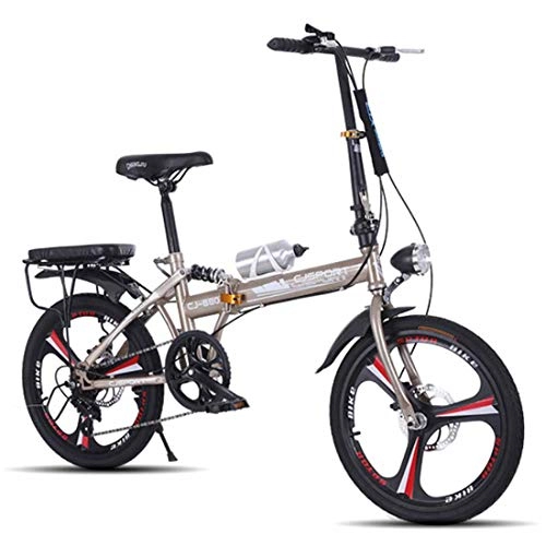 Falträder : MYMGG 20-Zoll-Laufräder Faltrad Ideal Für Urban Riding 7-Gang, Chrome
