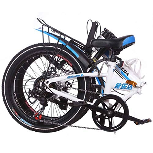 Falträder : MYMGG Kohlenstoffstahl Faltbares Fahrrad 20 Zoll Erwachsene Fahrräder Für Mann-Frauen-Doppelscheibenbremssystem, Weiß