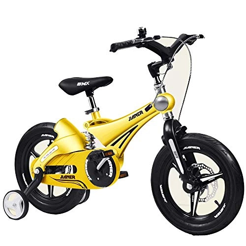 Falträder : MYPNB Kinderfahrrad Kinderfahrrad, 2-8 Jahre Jungen und Mädchen Fahrrad, 12 14 16inch Fahrrad mit Magnesium-Legierung Rahmen Scheibenbremse Stützrad (Color : Yellow, Size : 12in)